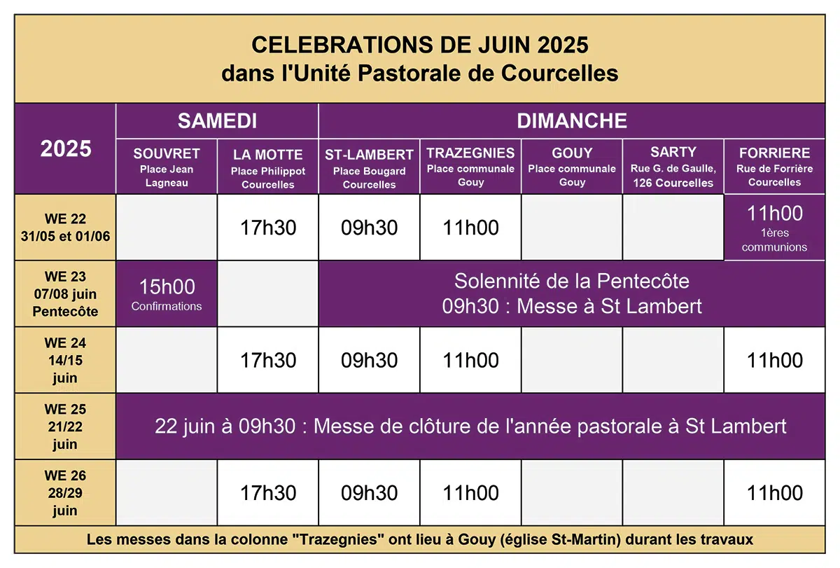 Messes juin 2025 Messes juin 2025