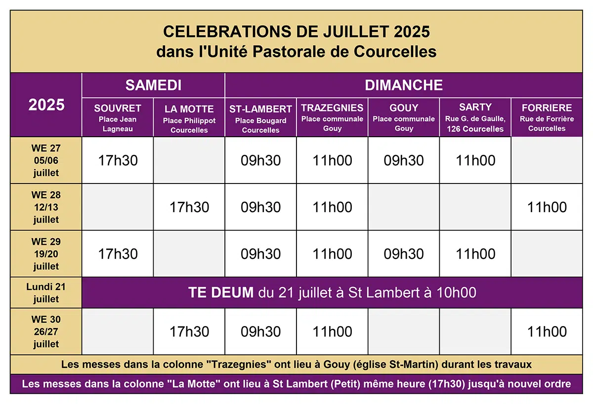 Messes Juillet 2025
