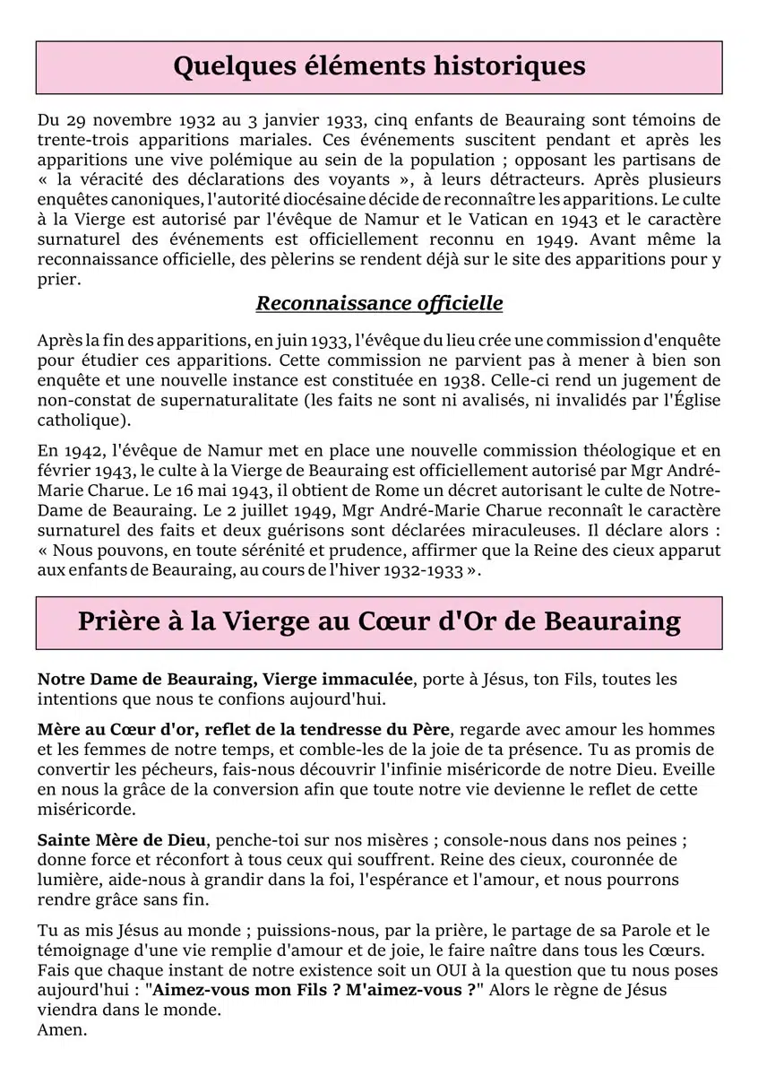 Pèlerinage à Beauraing 2025