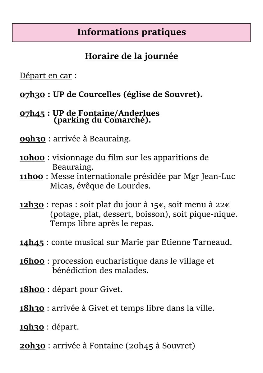 Pèlerinage à Beauraing 2025