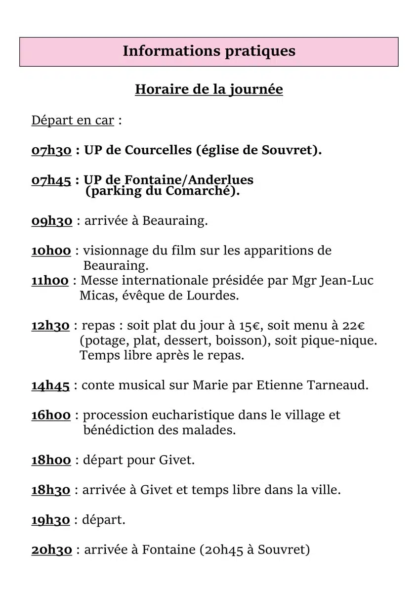 Pèlerinage à Beauraing 2025
