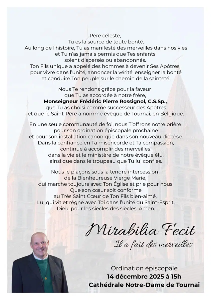 Prière pour l'ordination épiscopale de Mgr Frédéric Rossignol