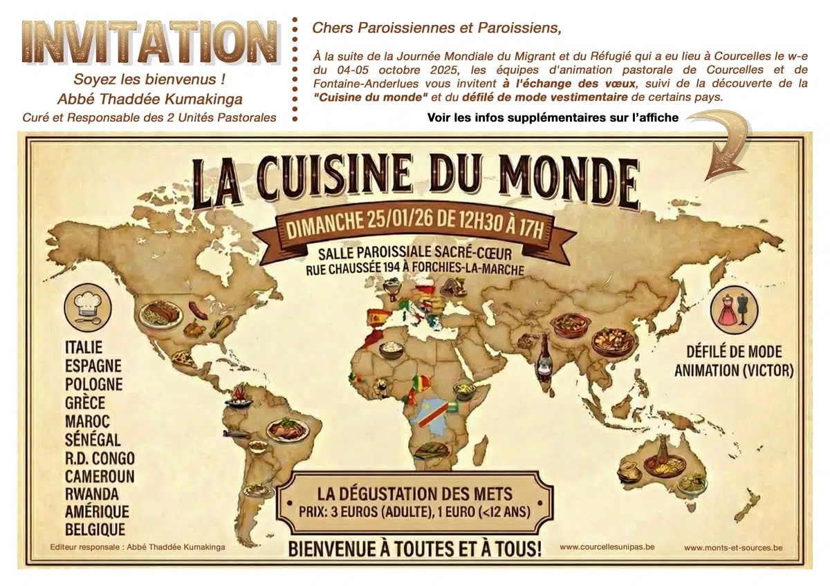 Invitation voeux - cuisine monde - défilé vestimentaire - Forchies 2026