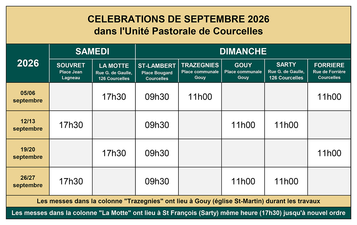 Messes de septembre 2026